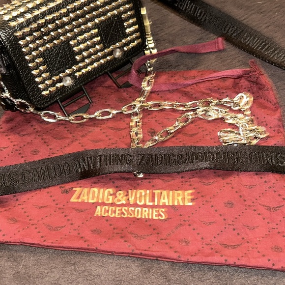 Zadig & Voltaire xs ready made bag with studs chain & webbing strap - Picture 2 of 7